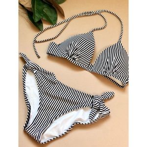 Black & White Striped Bikini
